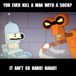 Futurama S06E04 - Roberto - You ever kill a man with a sock- It ain't so hard! HAHAH!